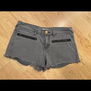 Free People Gray Frayed Hem Denim Shorts